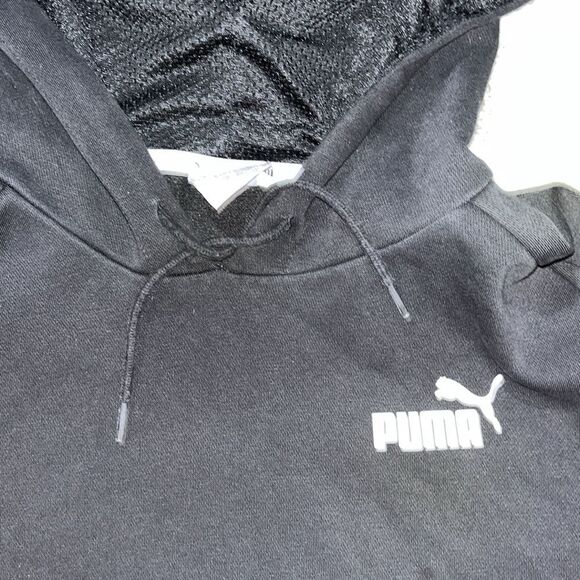 Black White Puma hoodie hooded running track sweatshirt jacket XL - Picture 3 of 6